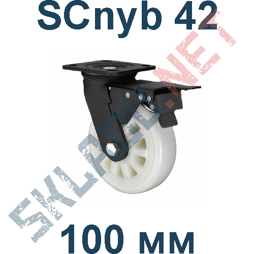 Колесо полиамидное SCnyb 42 100 мм с тормозом Китай в Липецке